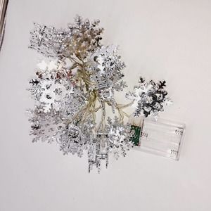 In/Outdoor Shiny silver snowflake string lights battery operated